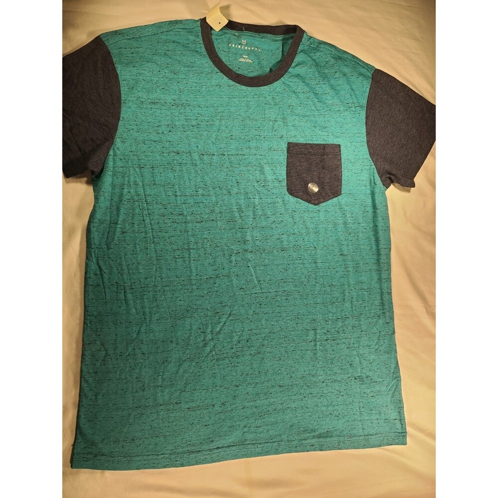 Prince & Fox Men's Medium Teal Charcoal Colorblock Pocket T-Shirt